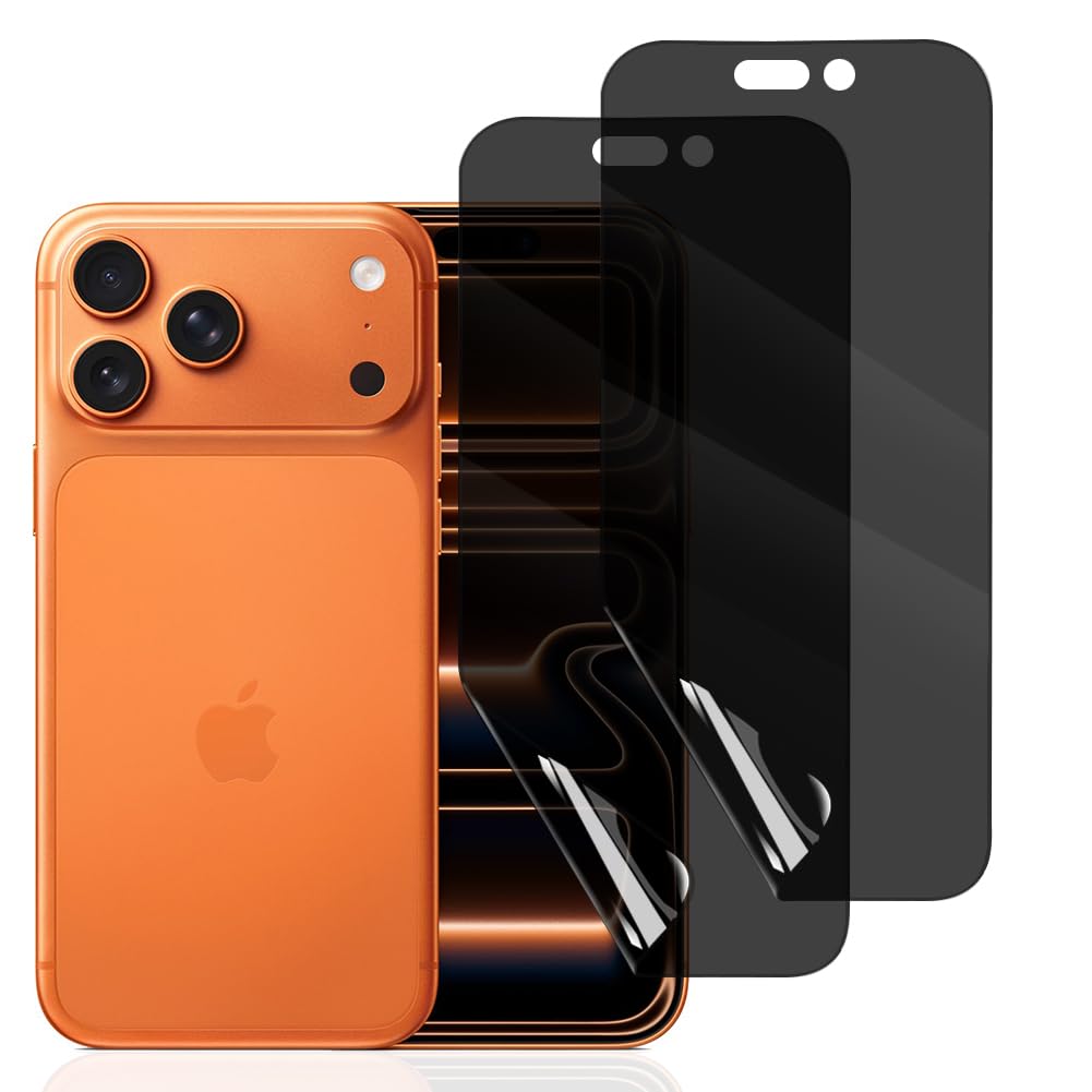 2 Piezas Protector Hydrogel Anti-Espía para iPhone 17 Pro Max, Película de Privacidad en TPU Flexible, Auto-Reparación, Sin Burbujas, Cobertura Completa Borde a Borde