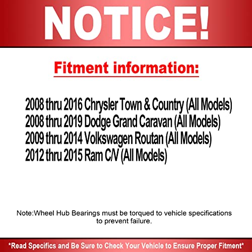 Motorbymotor 513273 Front Wheel Bearing And Hub Assembly W/5 Lugs Fits For Chrysler Town & Country, Dodge Grand Caravan,Volkswagen Routan, Ram C/V, Hub Bearing (All Models,W/Abs) #TOP2