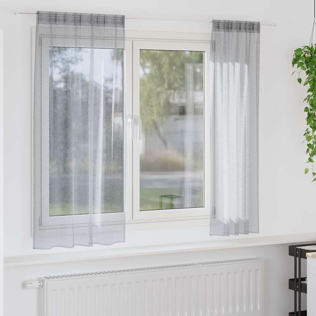Lot de 2 rideaux en voile - Gris foncé - 175 x 140 cm - En polyester - Décoration de fenêtre - Protection contre les regards indiscrets et protection solaire - Pour salon, chambre à coucher