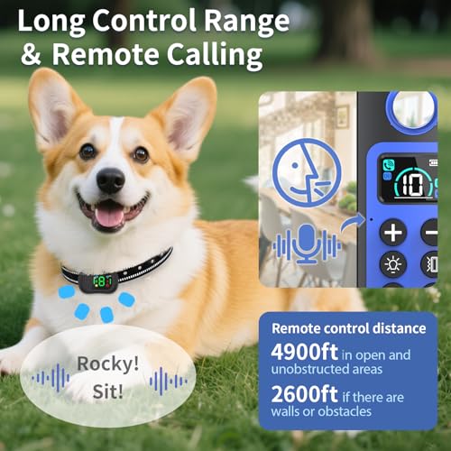 BUKEWIT Anti-Bell-Halsband für Hunde, Trainingshalsband mit Fernbedienung, 3 Trainingsmodi, Sound/Vibration/Piepton, wiederaufladbares E-Halsband mit 1200 m Reichweite, Bell-Halsbänder für große