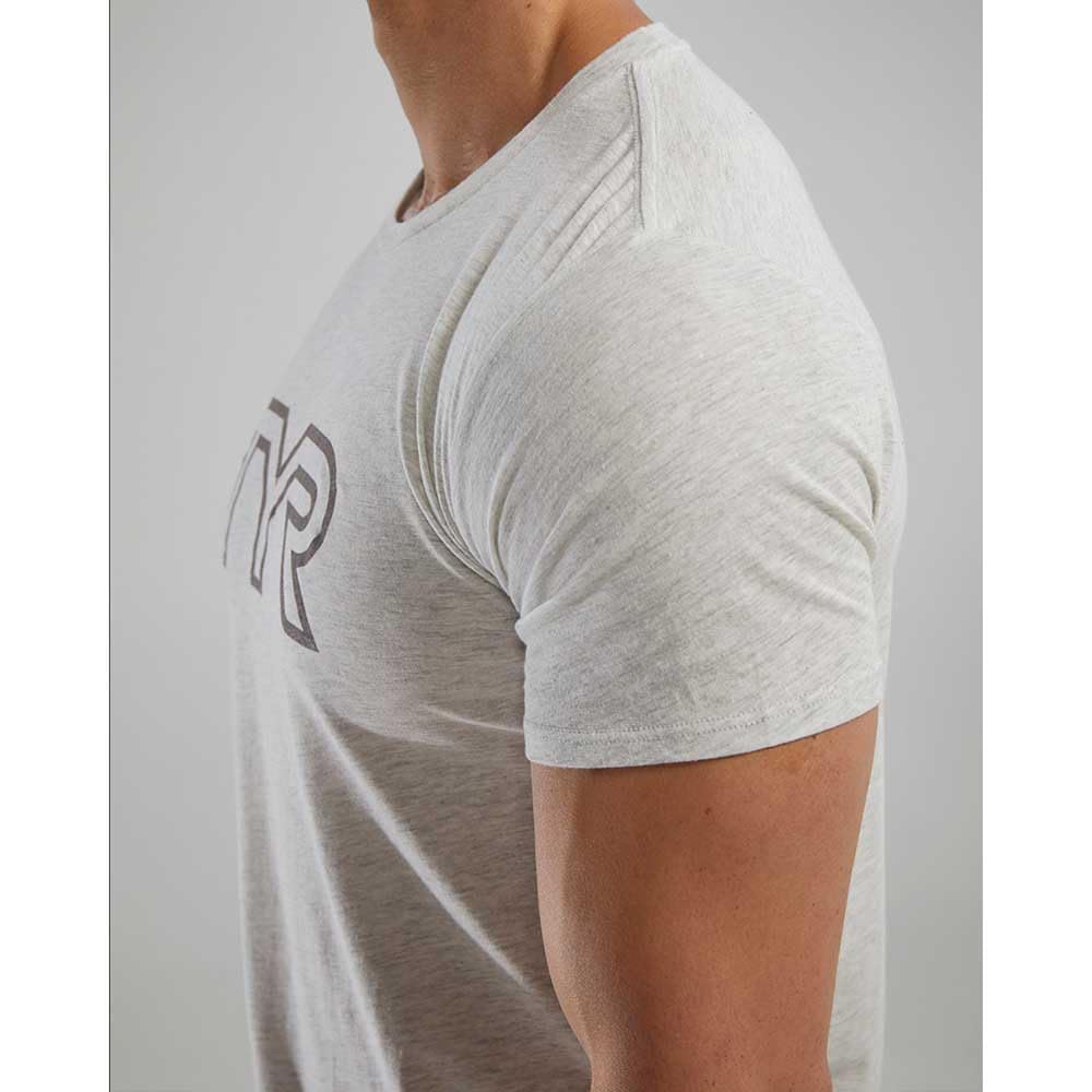 TYR Unisex Ultrasoft Lekka koszulka z krótkim rękawem z dużym logo Tech Tri Lg UX, Ash Heather, L, Ash Heather, L
