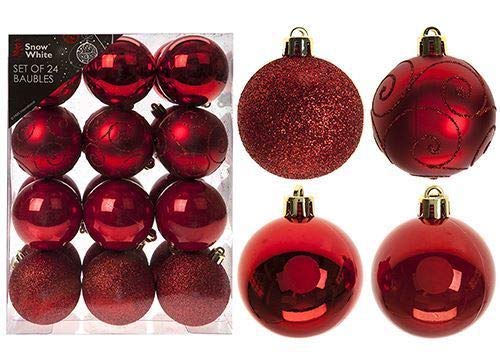 Boules Rouge Decoris boîte de 26 pour illuminer vos soirées de Noël