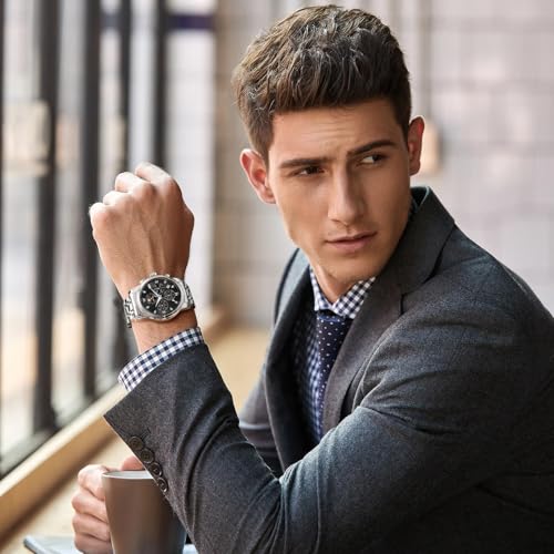 Image of OLEVS Watches for Men Dress Chronograph Luxury Stainless Steel Big Face