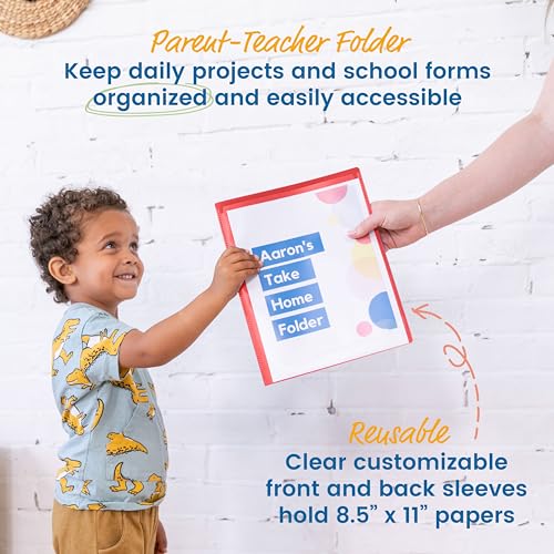 Image of ECR4Kids 2-Pocket Parent-Teacher Classroom Communication Folder, School Supplies, Red, 36-Piece