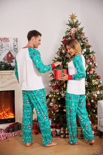 Ekouaer Christmas Pajamas for Family 2024 Matching Sets Xmas Long Sleeve Pj 2 Piece Set Green Sleepwear Men with Pocket Medium3