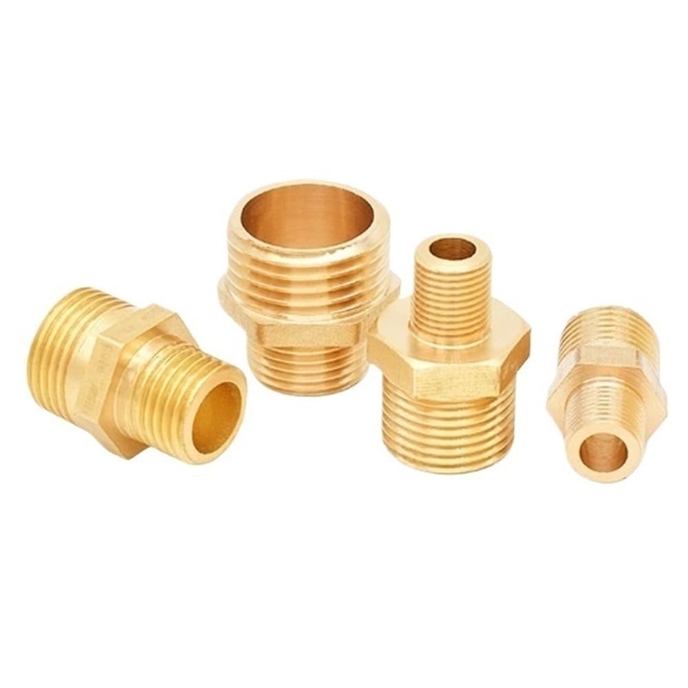 Connettore accoppiatore, Nipplo Esagonale in Ottone Adattatore Attacco rapido Connettore filettato Olio Acqua Filettatura BSP da 1/8-1 Pollice(1inx1/2inx35mm)