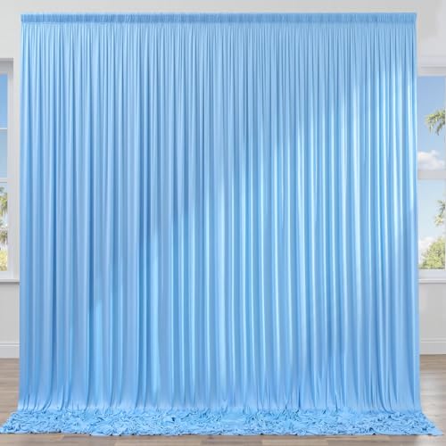 10x8ft Wrinkle Free Baby Blue Backdrop Curtains for Parties, Thic...