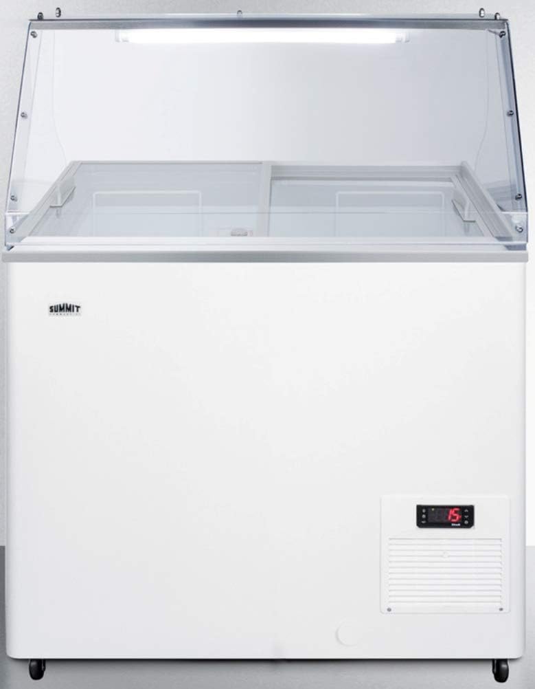 Summit Appliance NOVA22PDC 30" Wide Fully Assembled Commercial Dipping Cabinet with Digital Thermostat, Sneezeguard, Light, Manuela Defrost, Removable Lock, Fan-Cooled Compressor and Casters