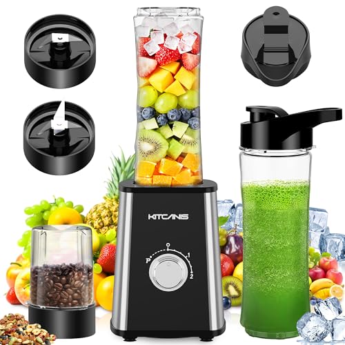 Kitcanis Mini Batidor 3 en 1, Batidora Eléctrica 800 W, 3 Velocidades Ajustables, 2 Botellas Portátiles de 600 ml y 300 ml para Helado, Frutas, Verduras, Nueces Kitcanis Mini Batidor 3 en 1, Batidora Eléctrica 800 W, 3 Velocidades Ajustables, 2 Botellas Portátiles de 600 ml y 300 ml para Helado, Frutas, Verduras, Nueces