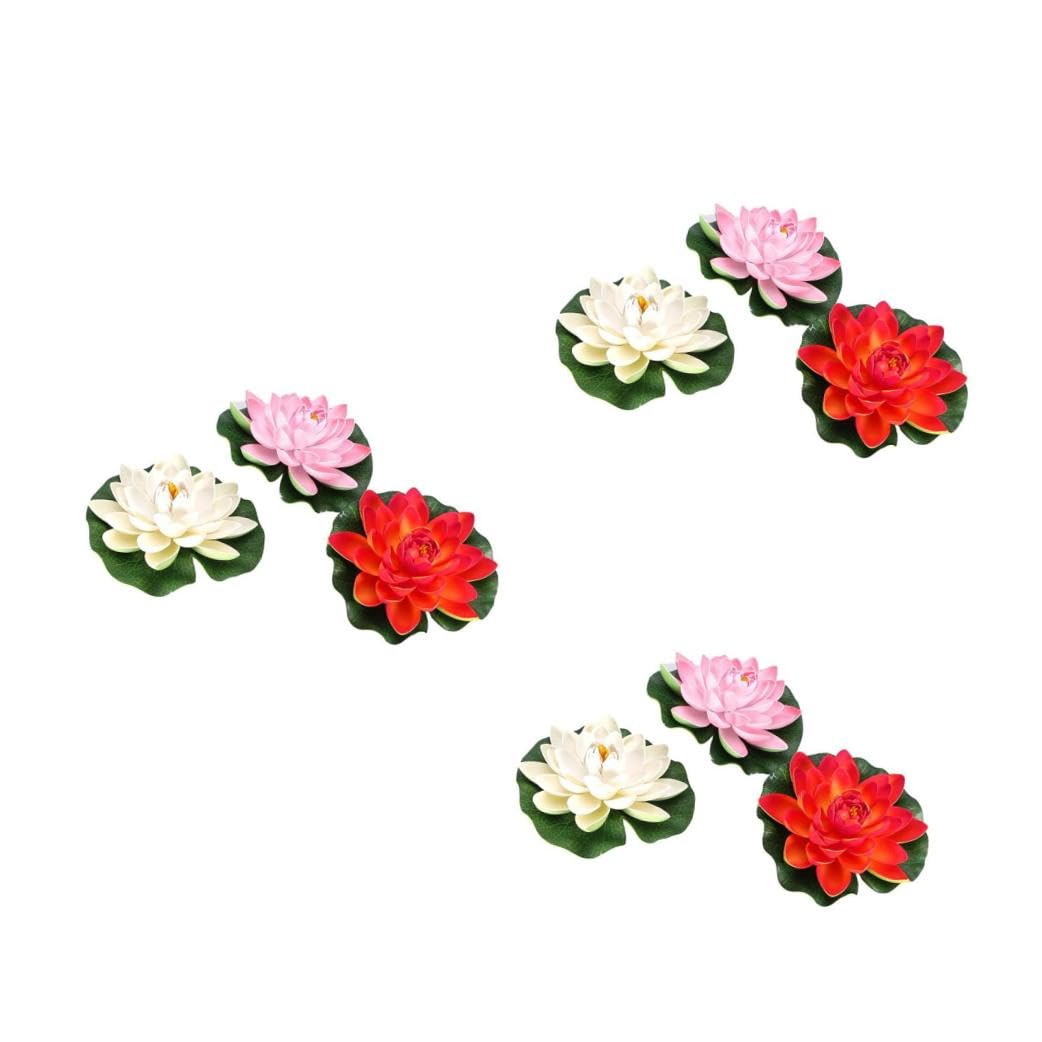 PRETYZOOM 3 Juegos Loto De PU Planta Artificial Piscina Flores Flotantes Decoración del Tanque De Peces Betta Betta Decoraciones para El Tanque Decoración del Acuario De 3 Piezas * 3