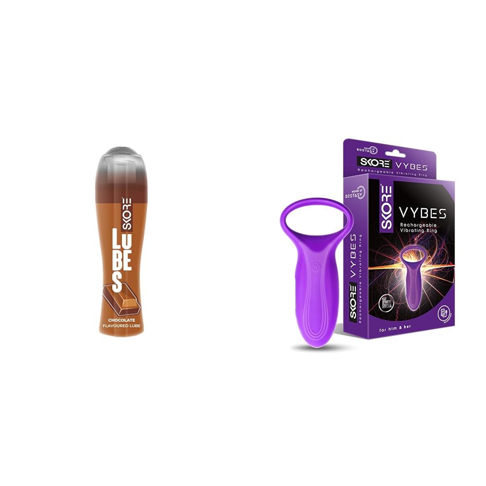 Skore Lubes Lubricant Gel for Men & Women | Chocolate Flavored | Skin Friendly | Water Based | Com | Skore Vybes For Him And Her (Rechargeable)-picture-26