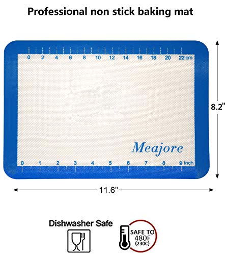 Silicone Baking Mats Set Of 3, Nonstick Quarter Baking Sheets Bpa Free Extra Thick Mat For Cookies, Pastry, Bread, Bun, Fondant (Blue) #TOP1