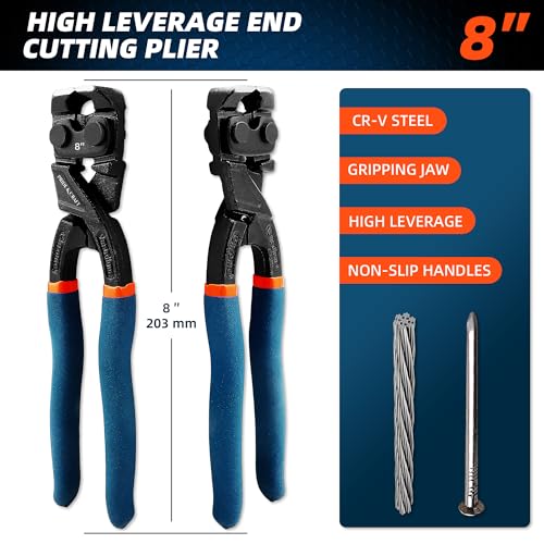 PRIDE&CRAFT 8 inches Nail Puller Heavy Duty Carpenters Pliers Tool with CR-V steel Construction, Nail Remover, End Cutting Pliers, Staple Puller for Woodworking, Framing, and Home Repair - Thumbnail 2