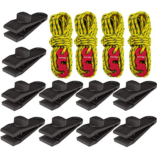 Image of Tarp Clips Heavy Duty Lock Grip, 14 Pcs Tarp Clamps Heavy Duty, Awning Clamp Fasteners Grip, Tent Clip for Tarps, Car Cover, Canvas, Swimming Pool Covers(10 Pcs Clips and 4 pcs Cords)