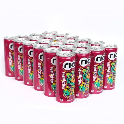 Image of Rio Wild Berry Bubbly Fruit Drink Can | Soft Drink | Exotic Fruit Juice + Fizz | Rich In Vitamin C and Honey | Pack of 24 | 250 ml