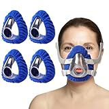 Reusable CPAP Mask Liners Compatible with ResMed AirFit F20 & Full Face Masks - Soft Polar Fleece Covers with Heart-Shaped Cutout - Reduces Air Leaks Red Marks - Washable & Elastic Fit (4 Pack Blue L)