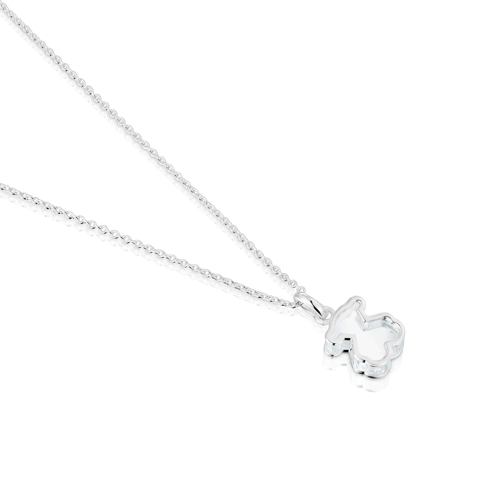 TOUS Collar Corto para Mujer de Plata de Primera Ley y Metacrilato blanco, Colección Galaxy
