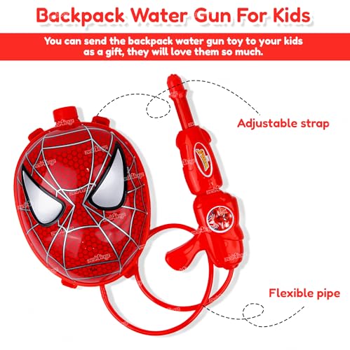 Image of Zest 4 Toyz Holi Pichkari Water Gun for Kids Back Holding Water Tank Spray Holi Combo with 1 Pkt Holi Color and 100 Balloons for Holi Celebration (Super Tank) - Red