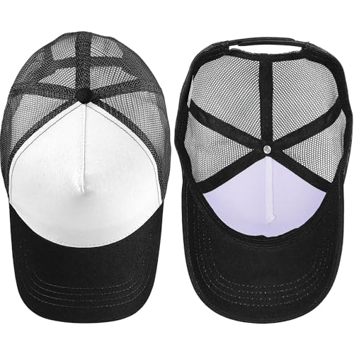 Image of Falari 5-Panel Mesh Baseball Cap, Trucker Hat, Structured Plain Design, Cotton, Adjustable Size