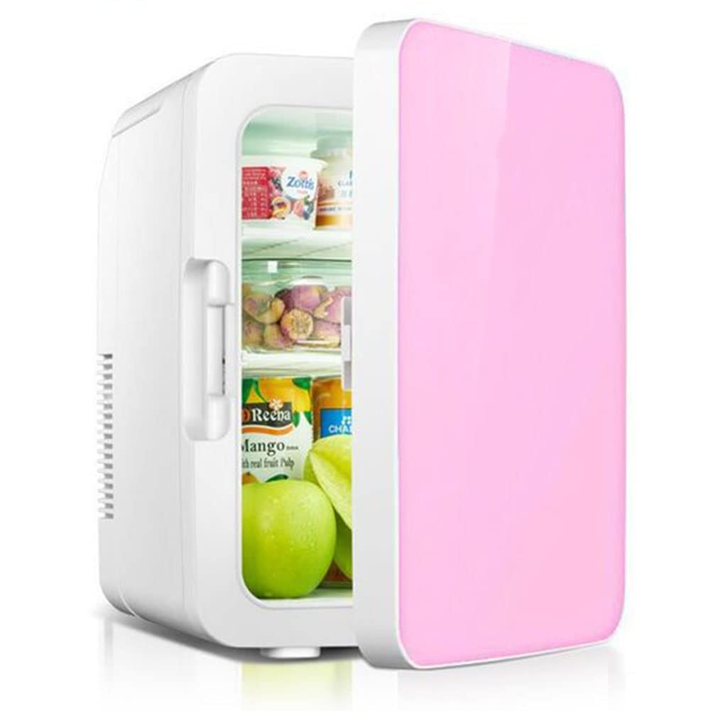10L Mini Nevera Refrigerador Pequeño Portátil Calentador De Alimentos Enfriador De Bebidas Reefer Eléctrico Compatibilidad De Alimentación CA + CC Nevera De Mesa Para Oficina, Hogar, Coche(Pink)