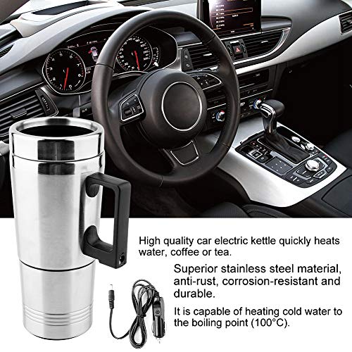 Tetera eléctrica portátil para auto 12V acero inoxidable 350ML miniatura 7