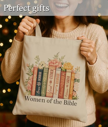 Image of Aesthetic Christian Gifts Tote Bag for Church, Religious Tote Bag for Bible Study, Medium Size with Inner Pocket