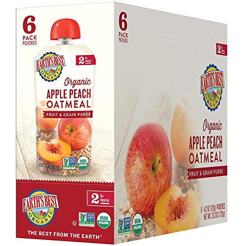Earth's Best Organic Stage 2 Baby Food, Apple Peach and Oatmeal, 4.2 oz