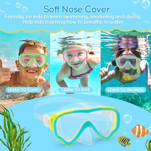 Kids Snorkel Gear Diving Mask Anti-Fog and Anti-Leak Swim Goggles Snorkeling Glasses Durable Tempered Glass Mask for Children 4 - 14 Age miniatura 3