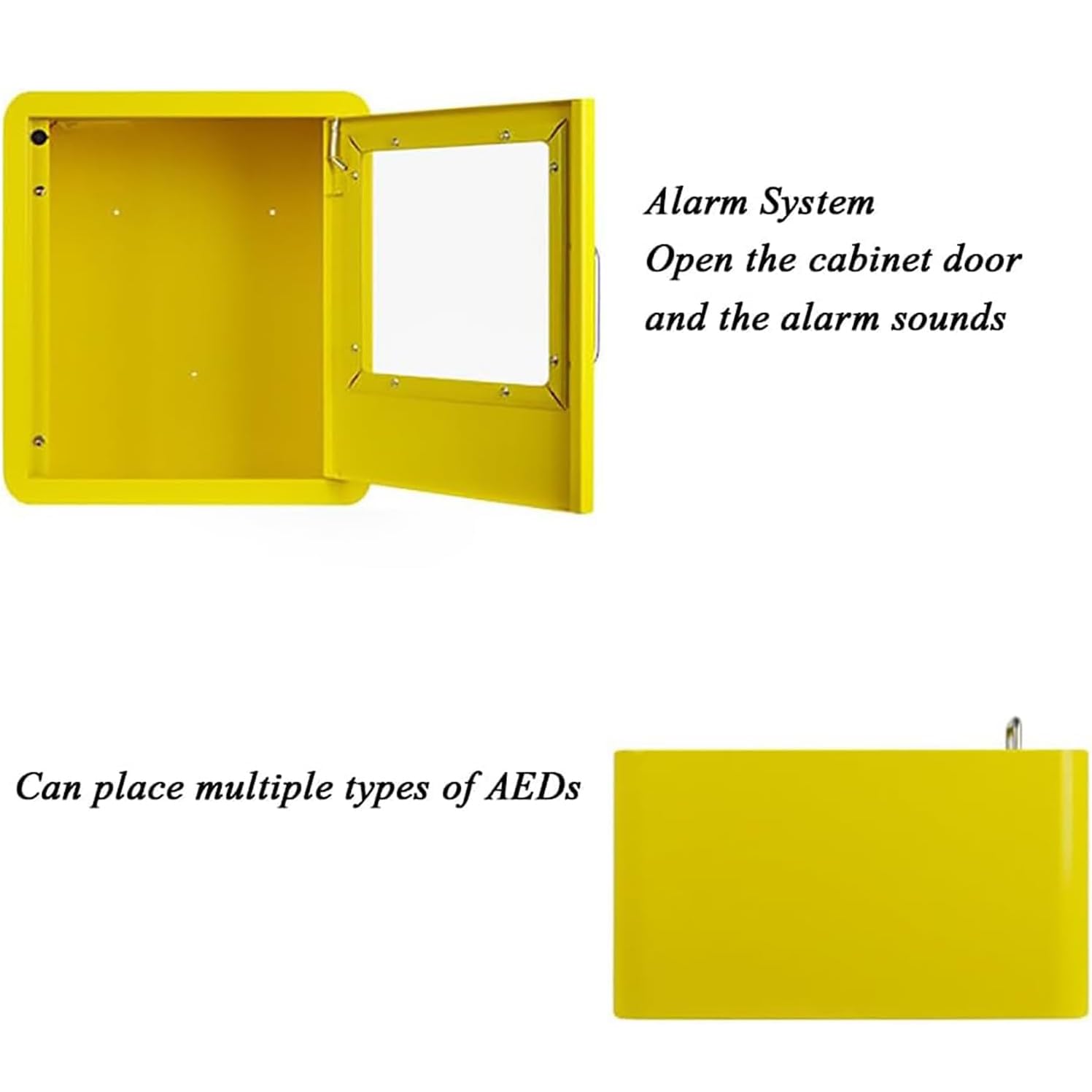 AED-Defibrillator-Aufbewahrungsschränke, wandmontierte AED-Aufbewahrungsbox mit Griff/Schlüssel und Alarm, transparentes Glasfenster und Design mit abgerundeten Ecken, für Zuhause, Bus