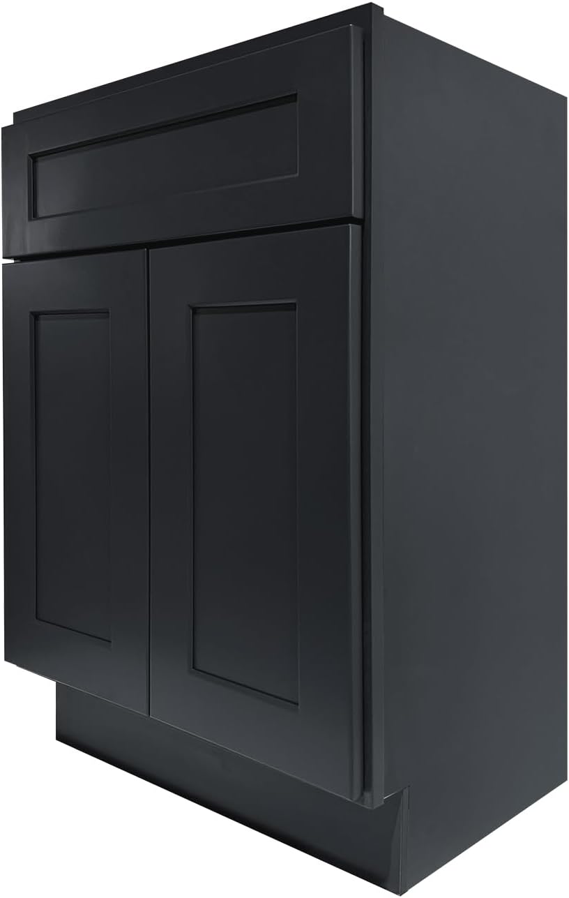 Bathroom Vanity Cabinet, Bathroom Vanity Without Sink, 24 Inches Wooden Vanity, Base Storage Cabinet with 2 Soft Close Doors, Unassembled, Painted (Graphite Shaker, 24" W X 34.5" H X 18" D)