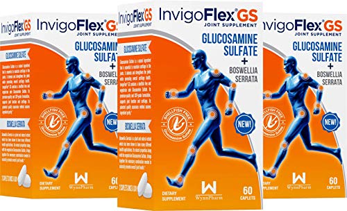Glucosamine Sulfate (Shellfish Free, Sodium Free & Vegetarian Safe) Non GMO, Gluten Free - with Boswellia Serrata - Premium Joint Pain Relief Supplement by InvigoFlexÂ® GS - 3 Pack