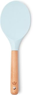 Yum Asia Premium Rice Spatula with Beech Wooden Handle and Premium Silicone (Spoon Spatula, Sky Blue)