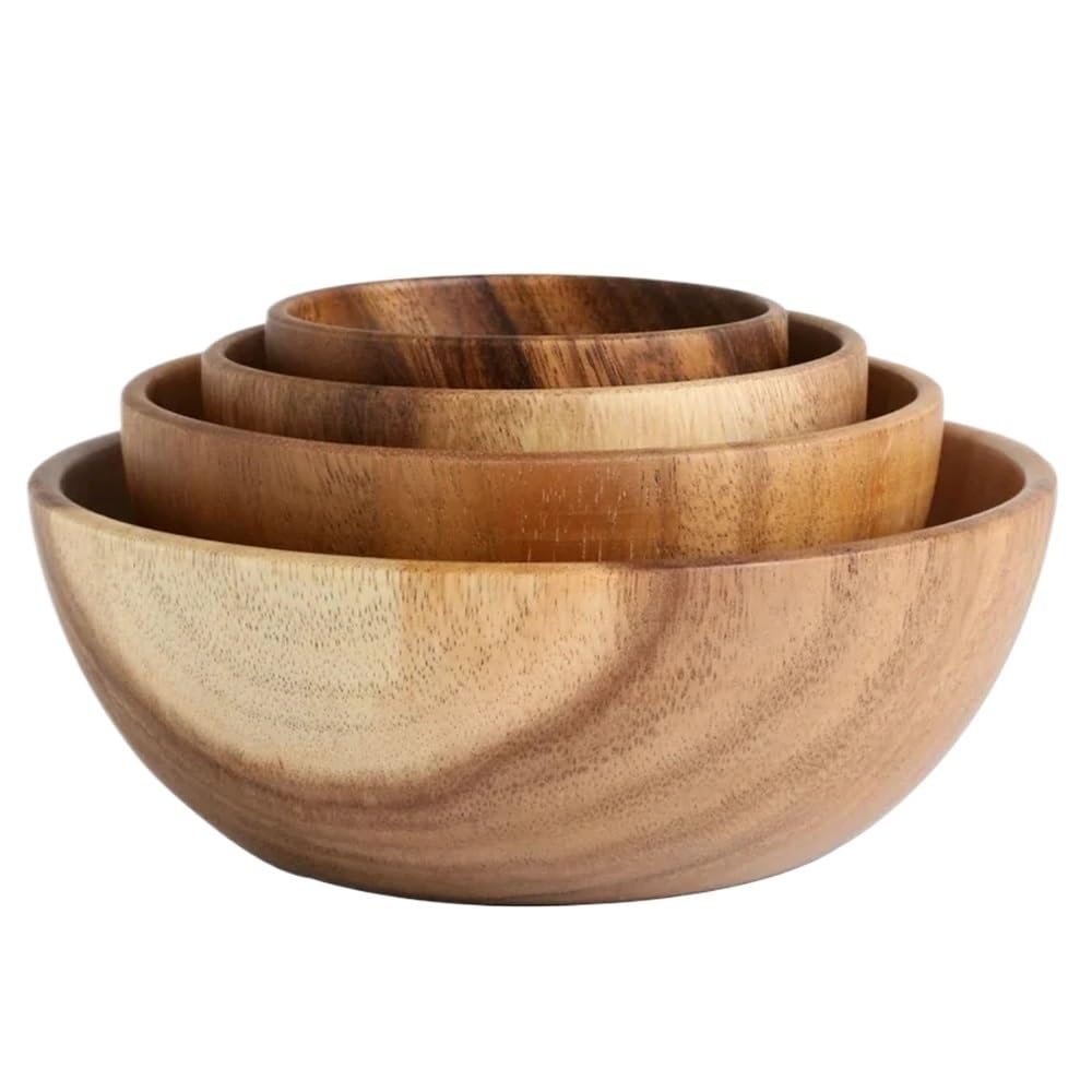 Cuenco grande de madera for ensalada y fruta, cuencos decorativos de estilo rústico for presentación de alimentos, perfectos for la decoración de la mesa de la cocina, centro de mesa for exhibición de
