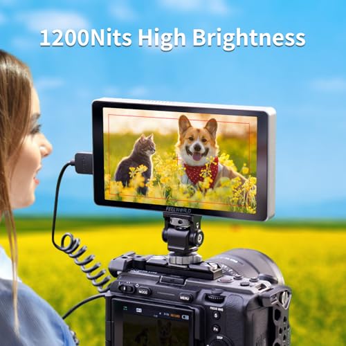 FEELWORLD P6XL 6 Zoll 1200 Nits Kamera-Feldmonitor mit Touchscreen, integriertem 3000-mAh-Akku, CNC-Kameramonitor, 4K Full HD 1920 x 1080P, HDMI-EIN-/Ausgang, 3D-LUT-Monitor