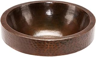 Premier Copper Products VR17SKDB 17-Inch Round Skirted Vessel Hammered Copper Sink, Oil Rubbed Bronze