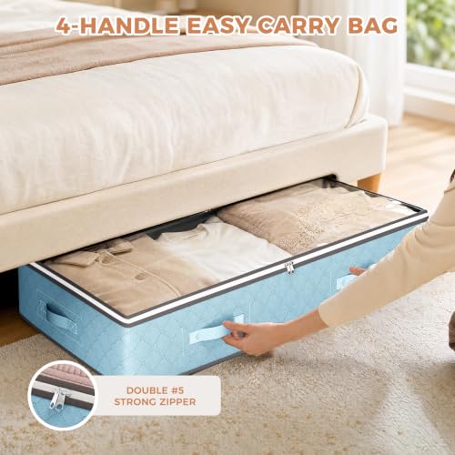 Image of Budding Joy 4 Pack Under bed Storage, Storage Bins with Clear Lids
