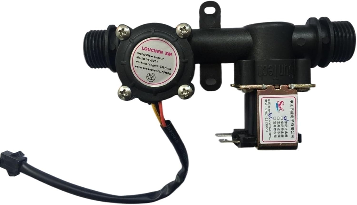 1PCS G1/2 Water Flow Sensor + Solenoid Valve, Plastic One Valve 1-30L/Min