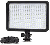 PERFECT VIDEO LIGHTING: 204 LED beads offer powerful illumination during any video shooting. Create movie magic with a dependable light source using this lightweight LED flat panel light attachment. BUILT-IN COLOR TEMP SWITCH: Get ready to say lights...