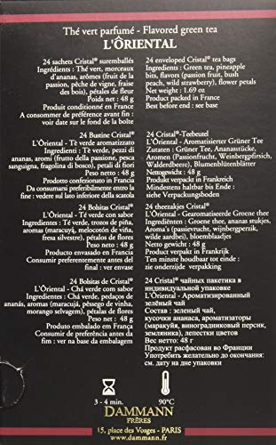 Dammann Freres Sachets, L'oriental Green Tea Bags, Premium Gourmet French Oriental Tea, Notes Of Passion Fruit, Peach, Strawberry, Individually Wrapped, 24 Count (Pack Of 1) #TOP3