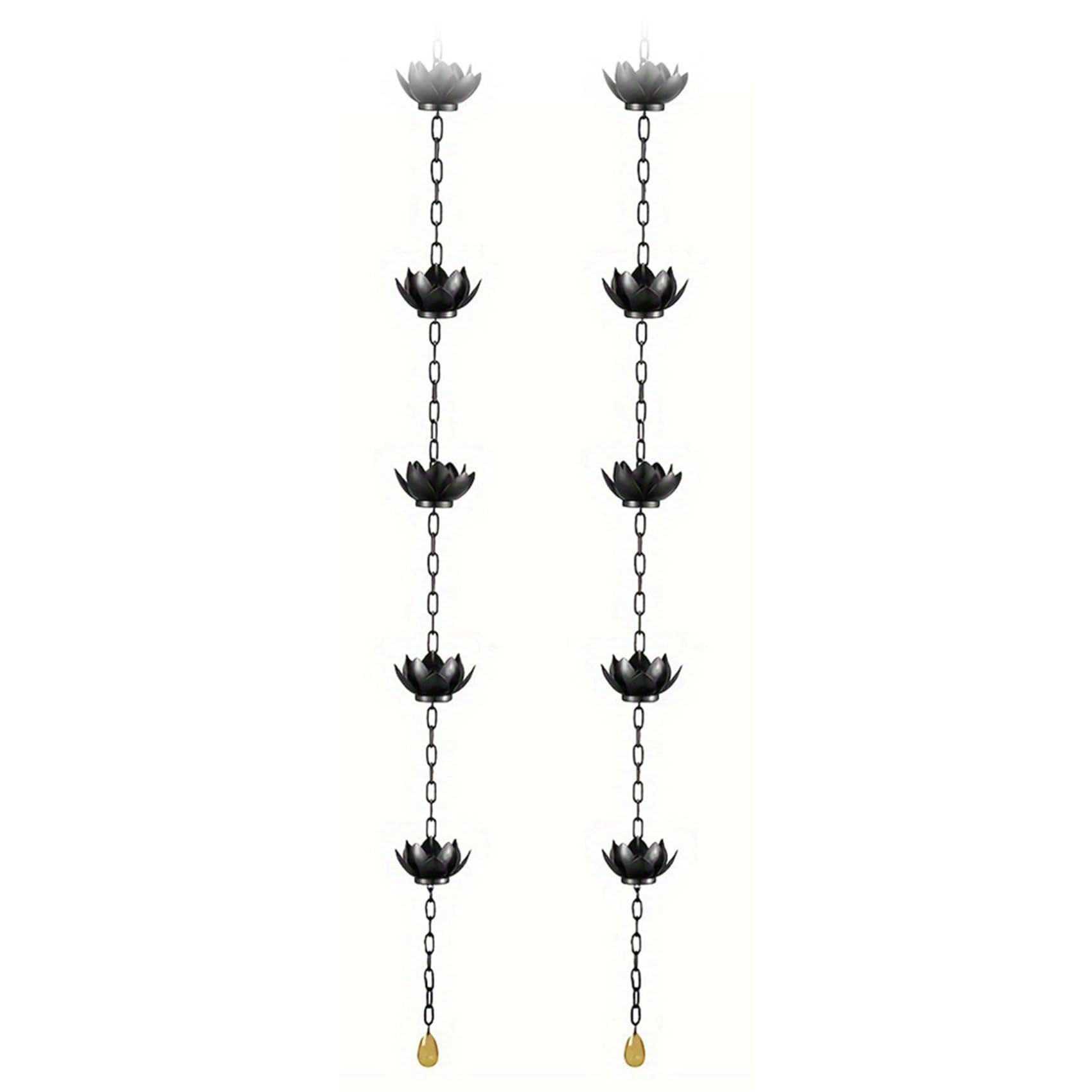 Vjsujehgy 2X Rain Chain, Rain Catcher Chain for Gutters Outside, Rain Chain Cups to Replace Gutter Downspout, Divert Water