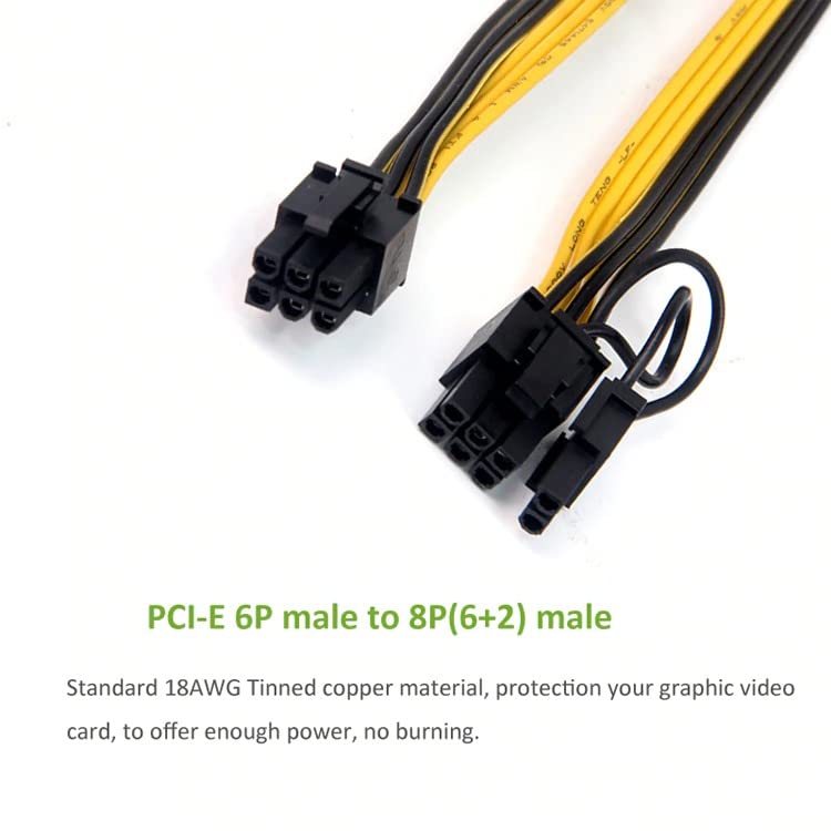 Câble 6+2pin 80cm RANY pour alimenter un GPU sans perte d'énergie avec cuivre 18AWG - 4