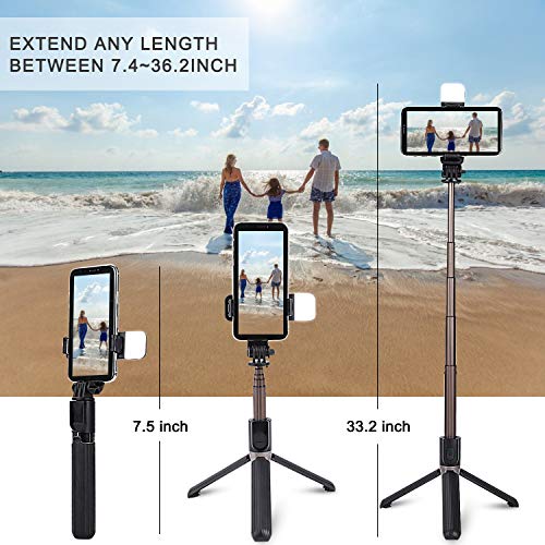 Selfie Stick Tripod With Fill Light & Bluetooth Wireless Remote And Portable Cell Phone Tripods For Iphone Android Phone Video Recording Live Stream/Makeup #TOP1