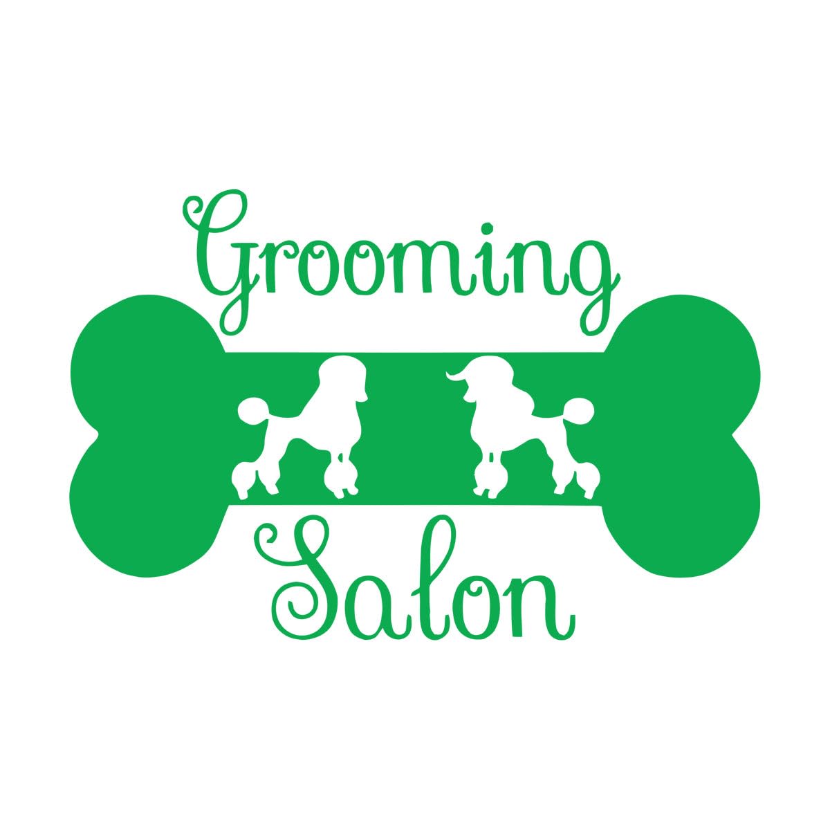 Lettering Stickers Pet Grooming Salon Logo Teddy Poodle Grooming Pet Shop Bone Shape 48x74.6cm It Won't Fall Off Large Green