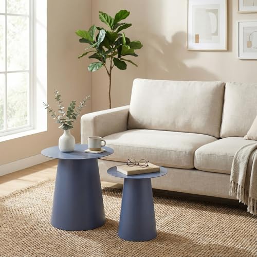 Image of Wakefit Metal Side Table | End Table for Living Room & Bedroom | Stylish Round Accent Table with Iron Frame | Modern Space Saving Decor Corner Table | Premium Multipurpose Nightstand | Lightweight