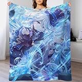 GDEKCIEAS Genshin Impact 3D Muster Kuscheldecke Decke Spielfiguren Flanell Fleece Decke Kinderdecke Sofadecke Maschinenwaschbar Hochdekorativ Alle Jahreszeiten Dekoration 40x50inch(100x130cm)