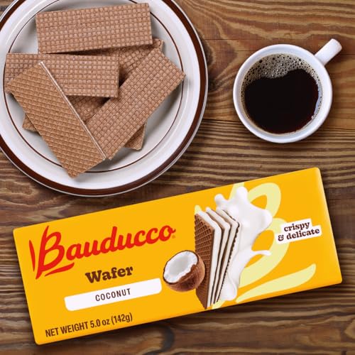 Image of Bauducco Coconut Wafers - Crispy Wafer Cookies With 3 Delicious, Indulgent Decadent Layers of Coconut Flavored Cream - Delicious Sweet Snack or Desert - 5.0oz (Pack of 1)