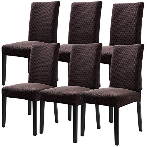 Fuloon 6 Pack Super Fit Stretch Removable Washable Short Dining Chair Protector Cover Seat Slipcover for Hotel, Dining Room, Ceremony, Banquet Wedding Party