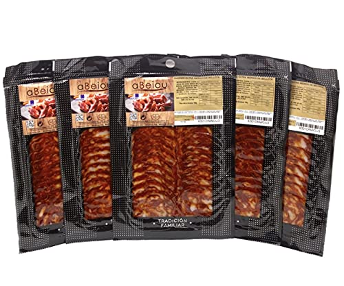 aBeiou. CHORIZO IBERICO DE BELLOTA LONCHEADO. CALIDAD EXTRA. Curado artesanalmente en Guijuelo (Salamanca). 500gr (pack 5 sobres 100gr)
