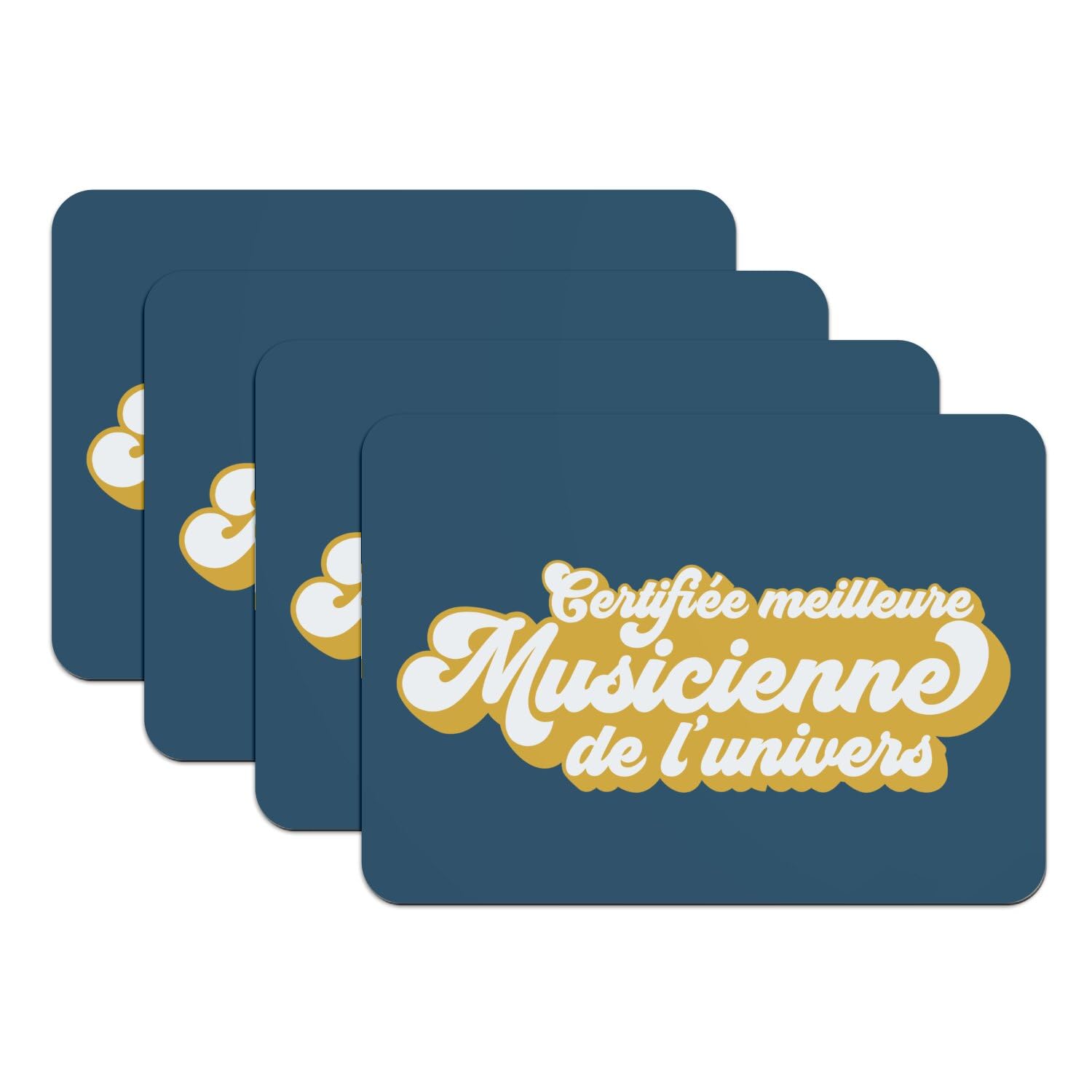 Set de table bleu en caoutchouc 4 pièces grand format musique rock jazz classique