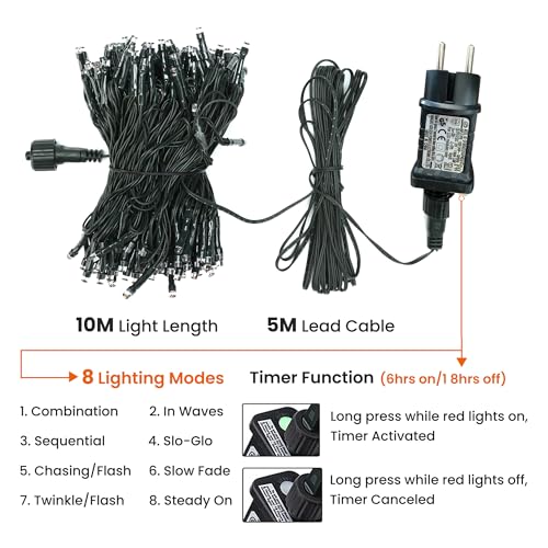 Moxled Halloween Deko Outdoor, 15M 100 LED Lichterkette Außen Strom mit Memory Funktion, 12 Modi Wasserdicht Halloween Lichterkette Lila Orange für Innen Garten Party Dekoration